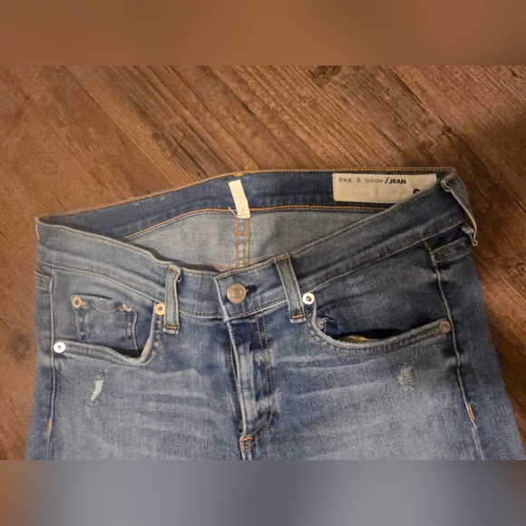 rag & bone Light Blue Distressed Skinny Capri Jeans - Picture 4 of 4